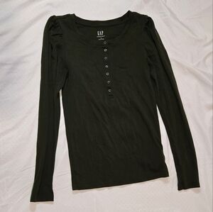 GAP Hunter Green Long Sleeve Henley Shirt